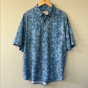 Huk Men’s Kona Running Lakes Short Sleeve Button Down Performance Shirt Sz Large